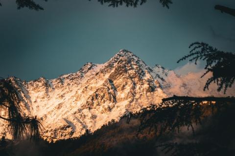 Dhauladhar peaks in evening light, Dharamshala
